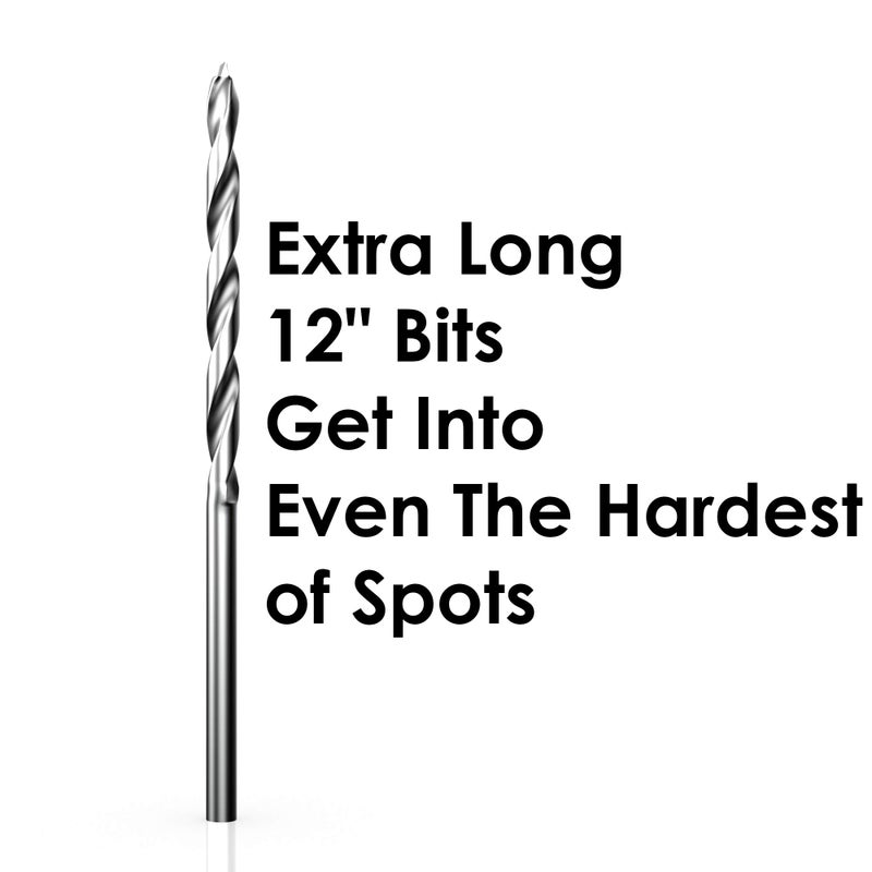 Baker and Bolt Extra Long 12" Brad Point Drill Bit Set for Wood High-Speed Steel Wood Drill Bits Set Titanium Coated Pack of 10 with Storage Sleeve (10 Pcs Brad Point 12" Long 1/8"-1/2") - Image 3